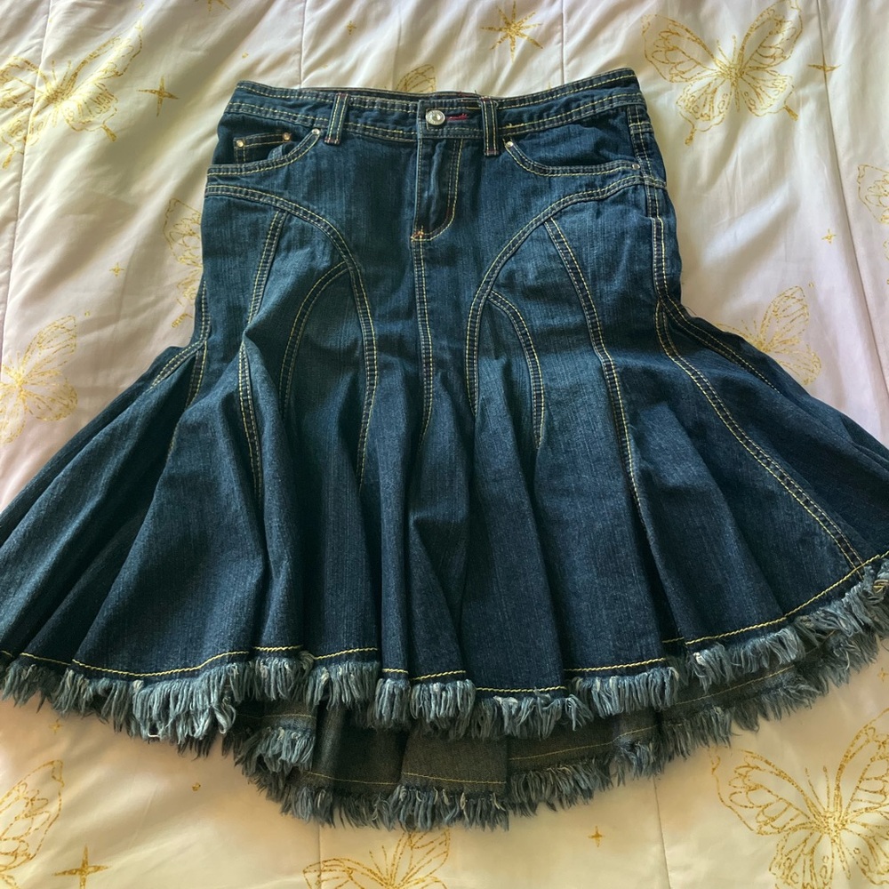 Blue Asphalt Dark Denim A-Line Skirt